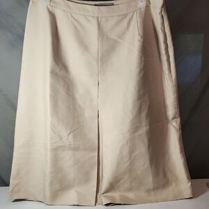 Kate Hill Cream Midi A-Line Skirt with Slit